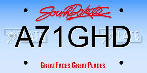 A71GHD South Dakota License Plate