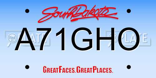 A71GHO South Dakota License Plate