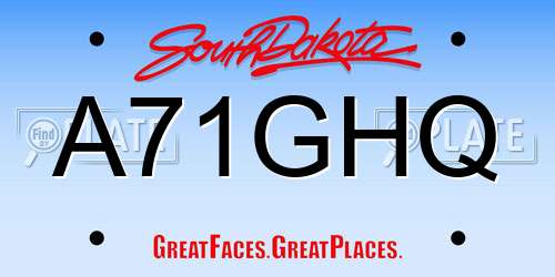 A71GHQ South Dakota License Plate