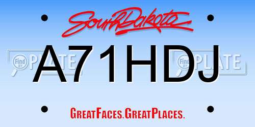 A71HDJ South Dakota License Plate