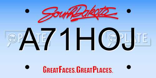 A71HOJ South Dakota License Plate