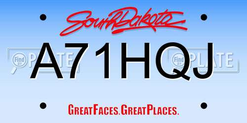 A71HQJ South Dakota License Plate