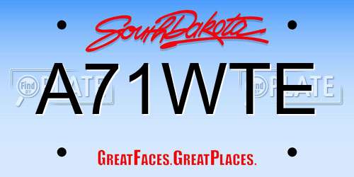 A71WTE South Dakota License Plate