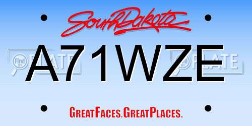 A71WZE South Dakota License Plate