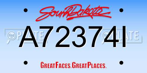 A72374I South Dakota License Plate