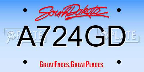 A724GD South Dakota License Plate