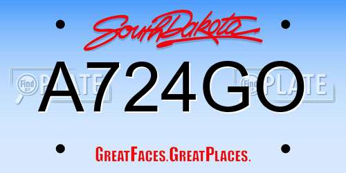 A724GO South Dakota License Plate