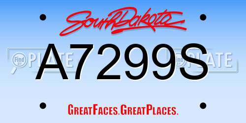 A7299S South Dakota License Plate
