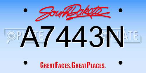 A7443N South Dakota License Plate