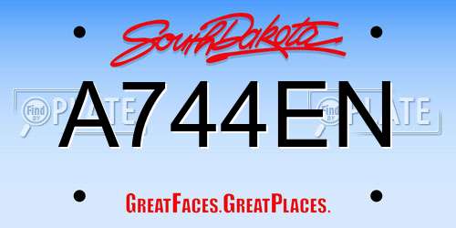 A744EN South Dakota License Plate