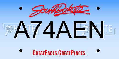A74AEN South Dakota License Plate