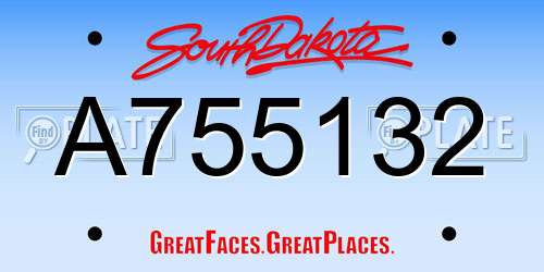A755132 South Dakota License Plate