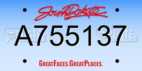 A755137 South Dakota License Plate