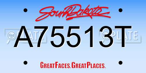 A75513T South Dakota License Plate