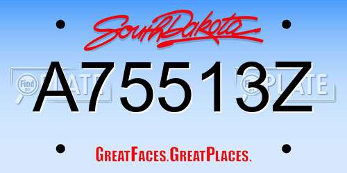 A75513Z South Dakota License Plate