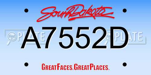 A7552D South Dakota License Plate