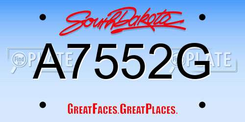 A7552G South Dakota License Plate