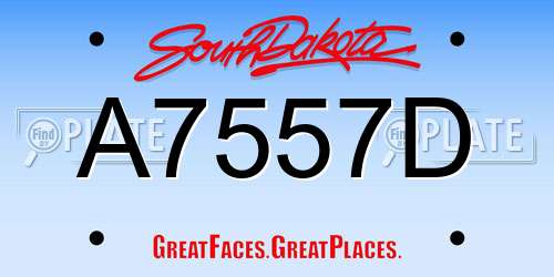 A7557D South Dakota License Plate