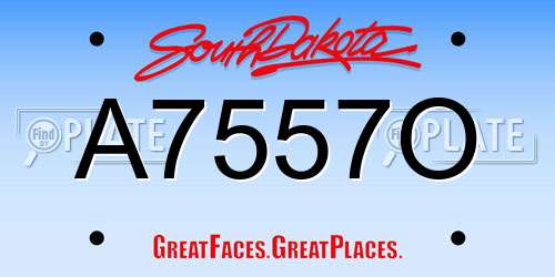 A7557O South Dakota License Plate