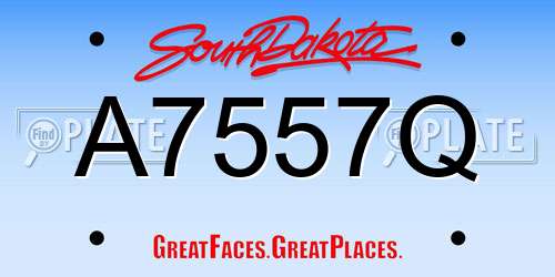 A7557Q South Dakota License Plate
