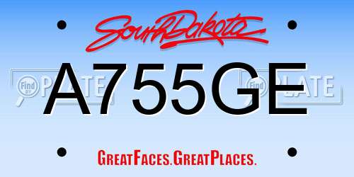 A755GE South Dakota License Plate