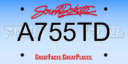 A755TD South Dakota License Plate