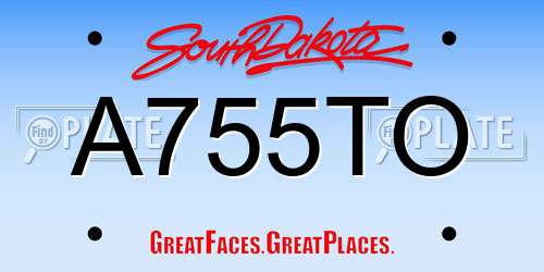 A755TO South Dakota License Plate