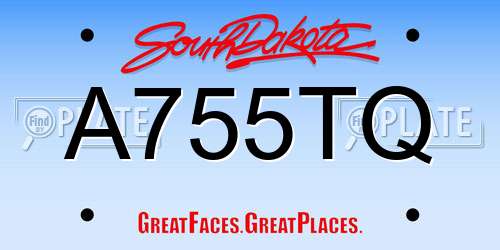A755TQ South Dakota License Plate
