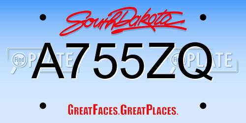 A755ZQ South Dakota License Plate