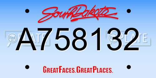A758132 South Dakota License Plate