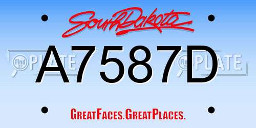 A7587D South Dakota License Plate