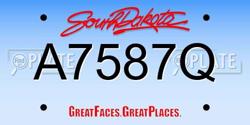 A7587Q South Dakota License Plate