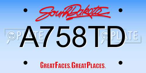 A758TD South Dakota License Plate