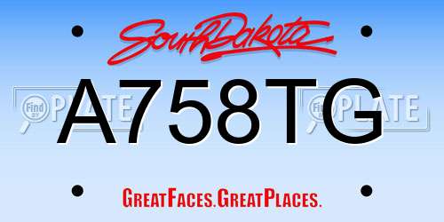 A758TG South Dakota License Plate
