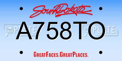 A758TO South Dakota License Plate