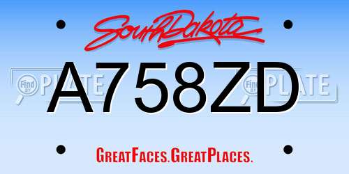 A758ZD South Dakota License Plate