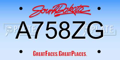 A758ZG South Dakota License Plate