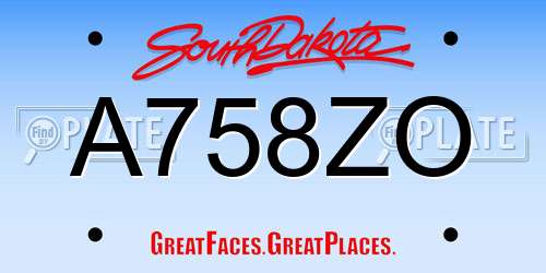 A758ZO South Dakota License Plate