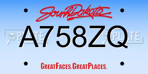 A758ZQ South Dakota License Plate