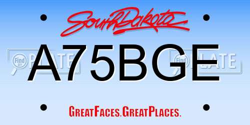 A75BGE South Dakota License Plate