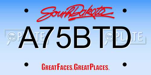 A75BTD South Dakota License Plate