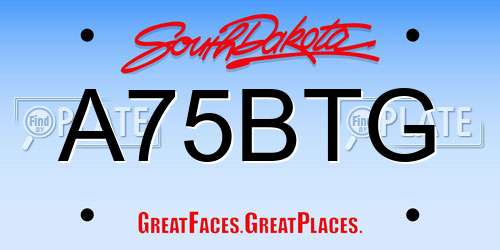 A75BTG South Dakota License Plate