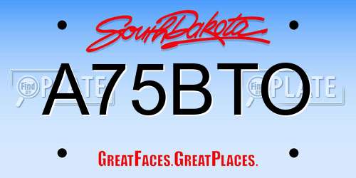 A75BTO South Dakota License Plate