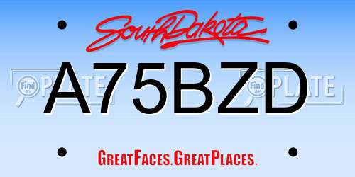 A75BZD South Dakota License Plate