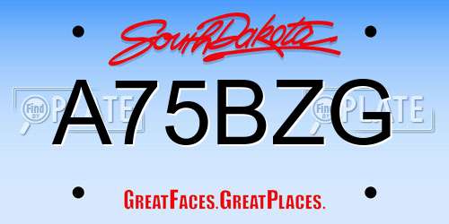 A75BZG South Dakota License Plate
