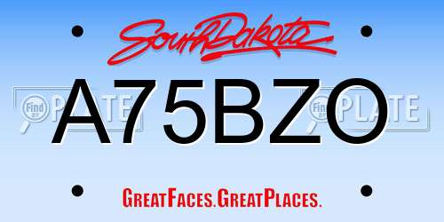A75BZO South Dakota License Plate