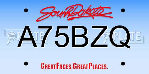 A75BZQ South Dakota License Plate