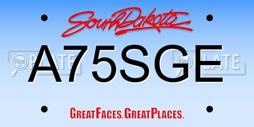A75SGE South Dakota License Plate