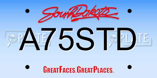 A75STD South Dakota License Plate