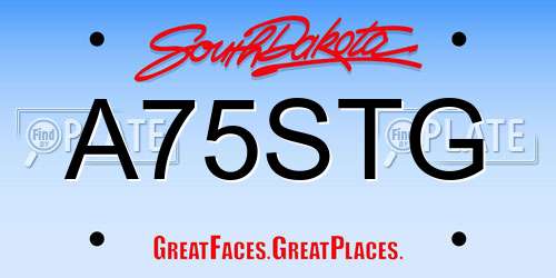 A75STG South Dakota License Plate